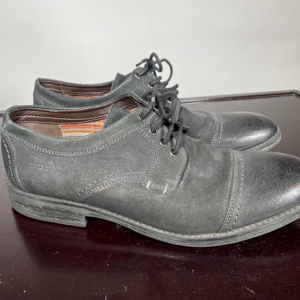 Clarks Collection mens Charcoal Black Leather shoes